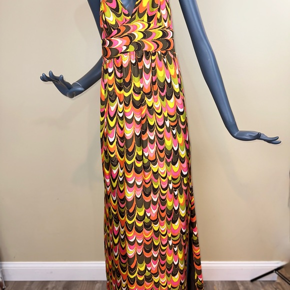 MILLY NY GOLD CHAIN HALTER MAXI DRESS - Picture 7 of 12